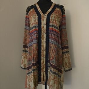 🆕️ Soft Surroundings Aleyna Boho Button Down Tunic Size Medium Retails @ $108